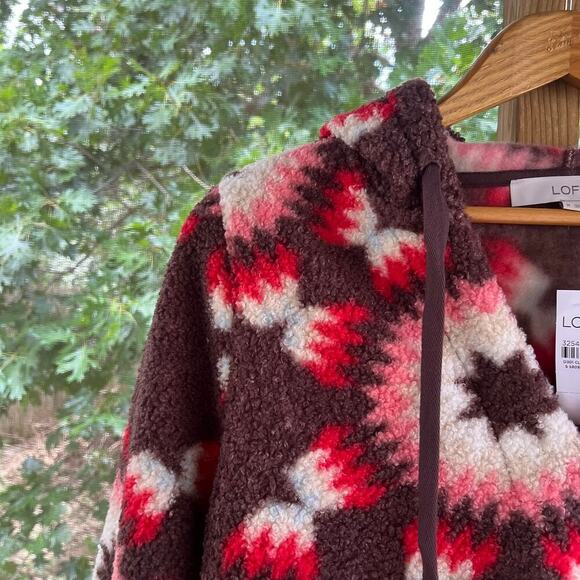 LOFT Sunburst Sherpa Hoodie Pullover Size M. NEW - Picture 4 of 7